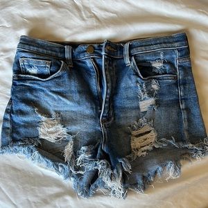 High rise denim shorts